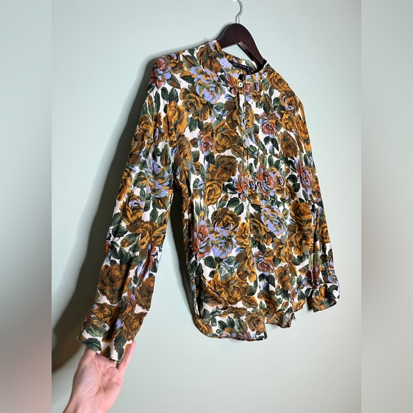 Zara Women vintage retro style floral pattern blouse size small - Picture 3 of 5